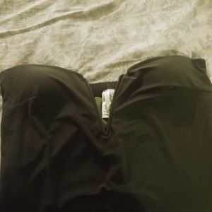 Medium strapless olive dress